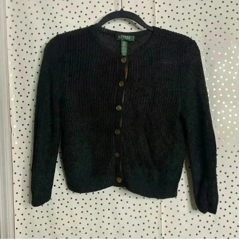 Ralph Lauren Black Button-Up Cardigan